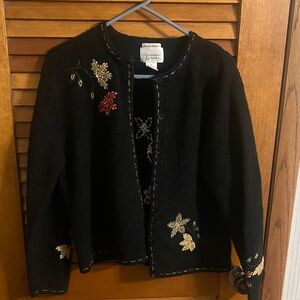 Black Jacket with Floral Embroidery